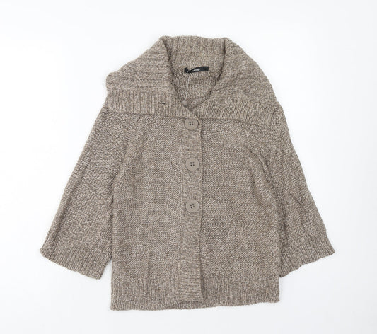 George Womens Brown V-Neck Acrylic Cardigan Jumper Size 10