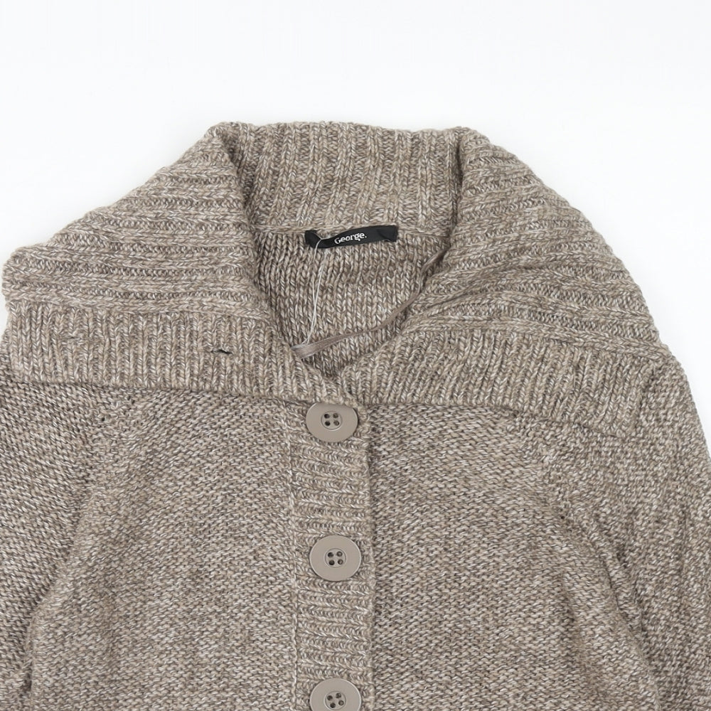 George Womens Brown V-Neck Acrylic Cardigan Jumper Size 10
