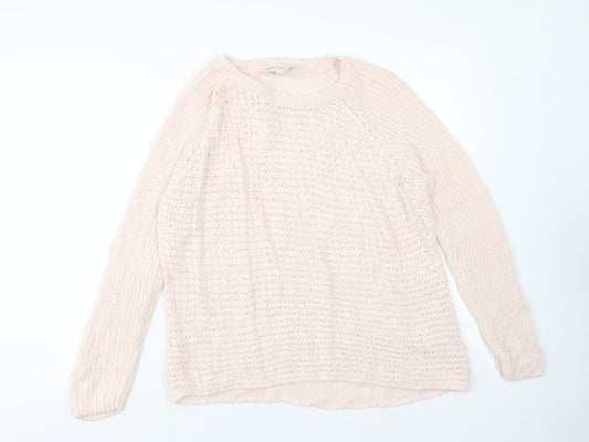 BHS Womens Pink Round Neck Acrylic Pullover Jumper Size 18