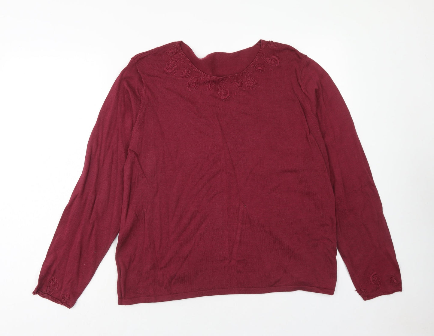 Preworn Womens Purple Round Neck Cotton Pullover Jumper Size 2XL