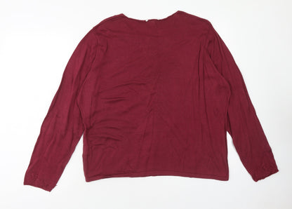 Preworn Womens Purple Round Neck Cotton Pullover Jumper Size 2XL