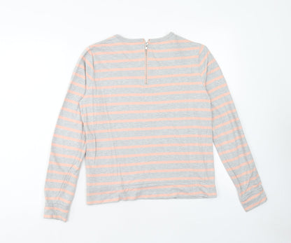 Witchery Womens Grey Striped Cotton Basic Blouse Size S Scoop Neck