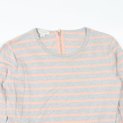 Witchery Womens Grey Striped Cotton Basic Blouse Size S Scoop Neck