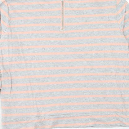 Witchery Womens Grey Striped Cotton Basic Blouse Size S Scoop Neck