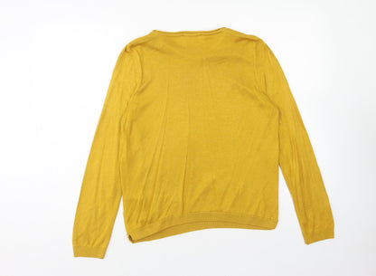 George Womens Yellow Round Neck Viscose Pullover Jumper Size 12