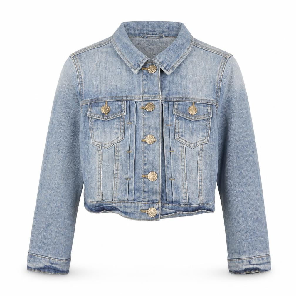 Denim & Co. Womens Blue Jacket Size 8 Button