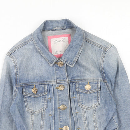 Denim & Co. Womens Blue Jacket Size 8 Button