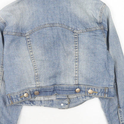 Denim & Co. Womens Blue Jacket Size 8 Button