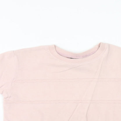 NEXT Girls Pink Cotton Basic T-Shirt Size 2XS Round Neck Pullover