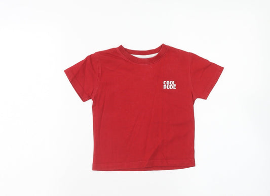 Adams Boys Red Cotton Basic T-Shirt Size 12-18 Months Round Neck Pullover - Cool Dude