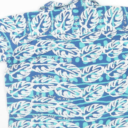Mothercare Boys Blue Geometric Cotton Basic Button-Up Size 9-12 Months V-Neck Button