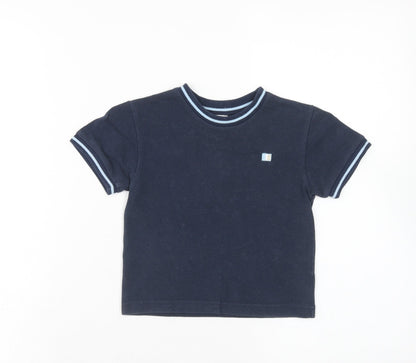 Adams Boys Blue Cotton Basic T-Shirt Size 12-18 Months Round Neck Pullover