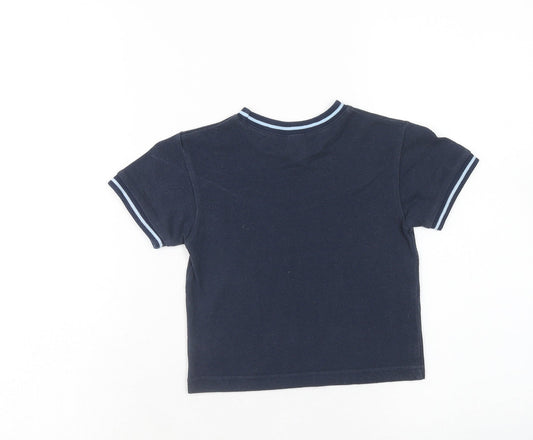 Adams Boys Blue Cotton Basic T-Shirt Size 12-18 Months Round Neck Pullover