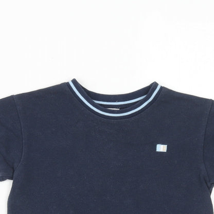 Adams Boys Blue Cotton Basic T-Shirt Size 12-18 Months Round Neck Pullover