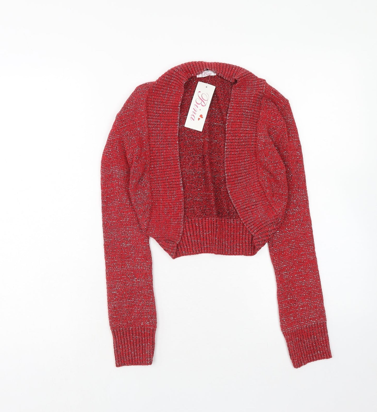 Bina Womens Red V-Neck Acrylic Cardigan Jumper Size M - Size M-L