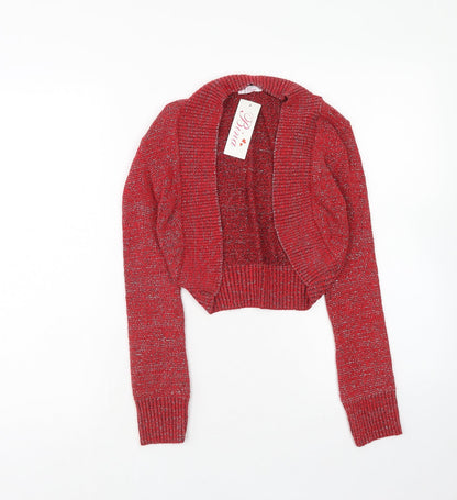 Bina Womens Red V-Neck Acrylic Cardigan Jumper Size M - Size M-L