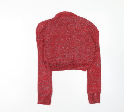 Bina Womens Red V-Neck Acrylic Cardigan Jumper Size M - Size M-L