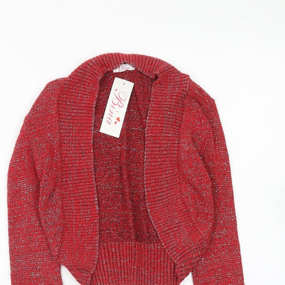 Bina Womens Red V-Neck Acrylic Cardigan Jumper Size M - Size M-L