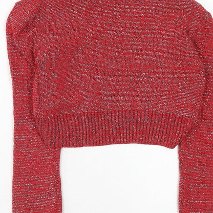 Bina Womens Red V-Neck Acrylic Cardigan Jumper Size M - Size M-L