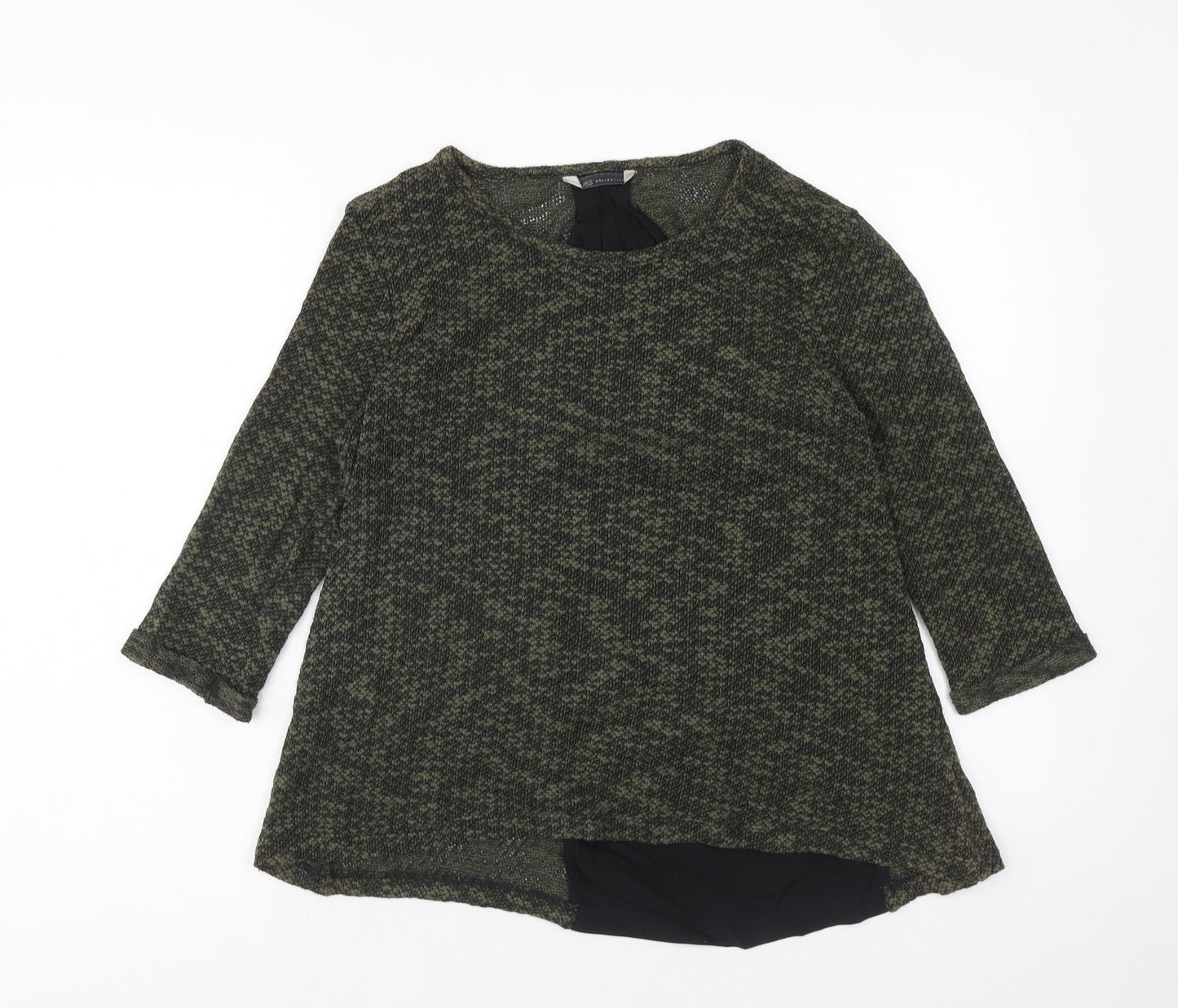 Marks and Spencer Womens Green Round Neck Cotton Pullover Jumper Size 12