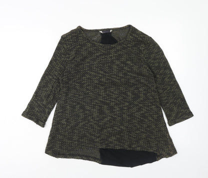 Marks and Spencer Womens Green Round Neck Cotton Pullover Jumper Size 12