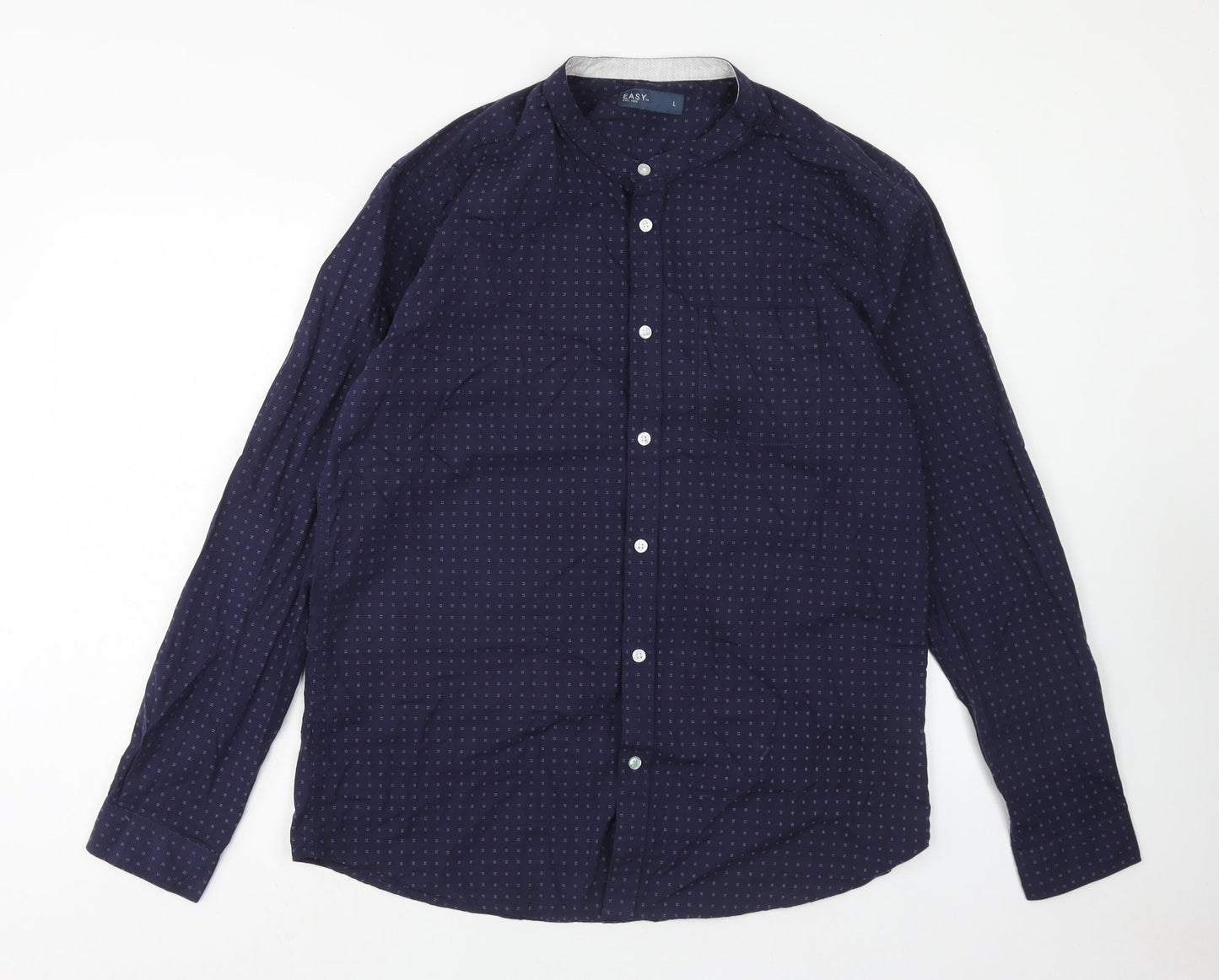 Mens UK Size L Easy Blue  Button-Up Long Sleeve Casual Shirt