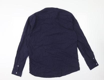 Mens UK Size L Easy Blue  Button-Up Long Sleeve Casual Shirt