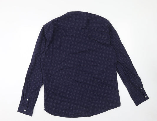 Mens UK Size L Easy Blue  Button-Up Long Sleeve Casual Shirt