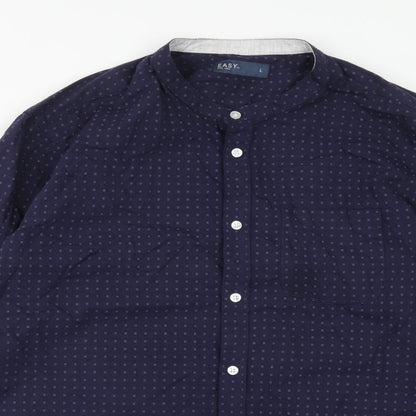 Mens UK Size L Easy Blue  Button-Up Long Sleeve Casual Shirt
