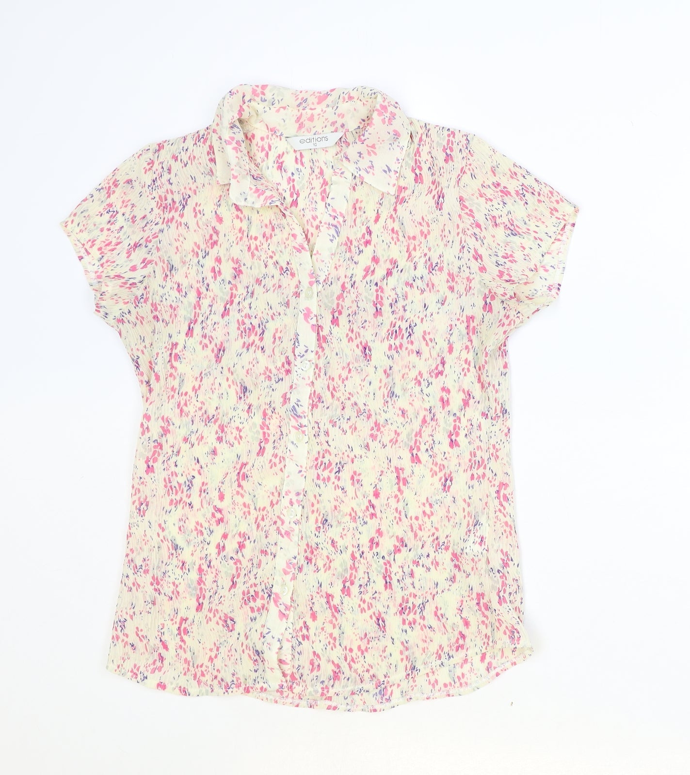 Womens UK Size 10 Editions Ivory Basic Button-Up