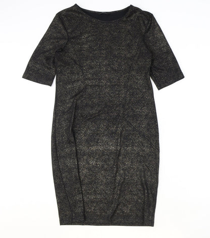 George Womens Black Polyester Shift Size 12 Round Neck Pullover