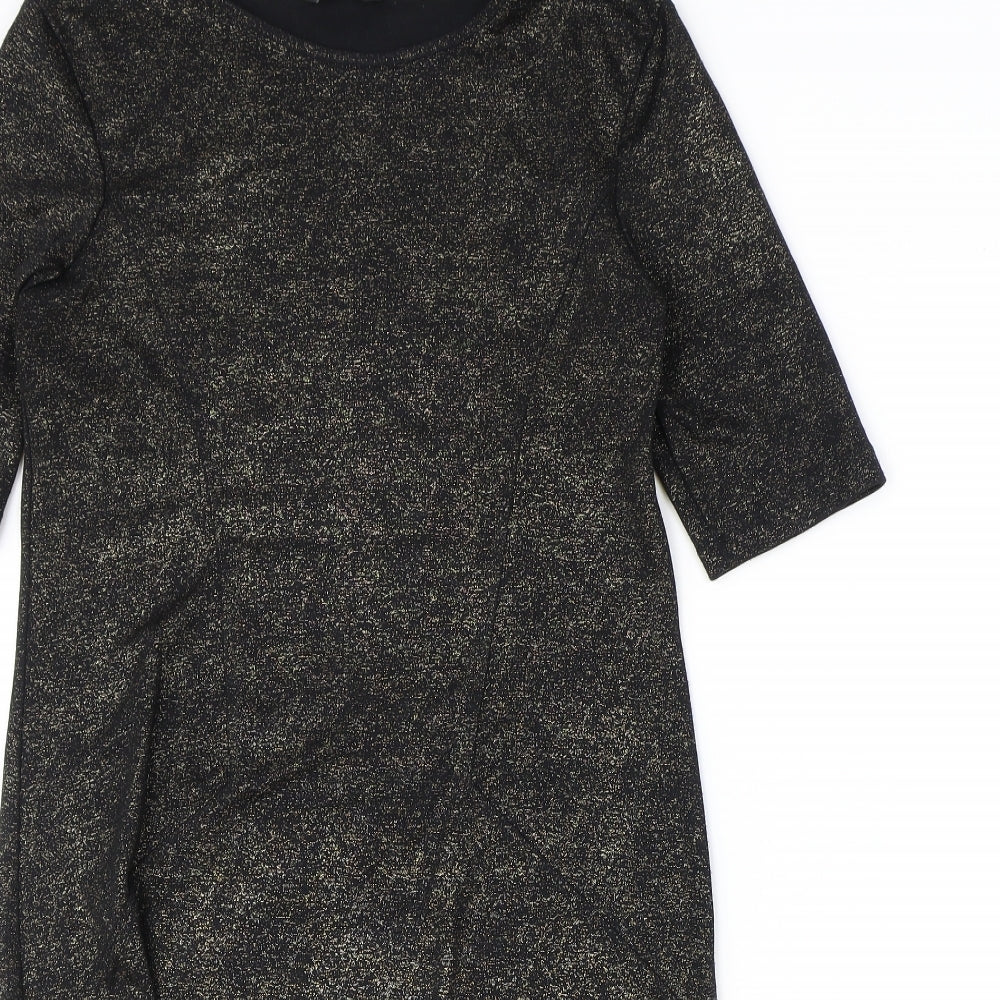 George Womens Black Polyester Shift Size 12 Round Neck Pullover