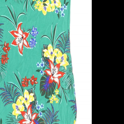 New Look Womens Green Floral Polyester Mini Size 10 Boat Neck Pullover