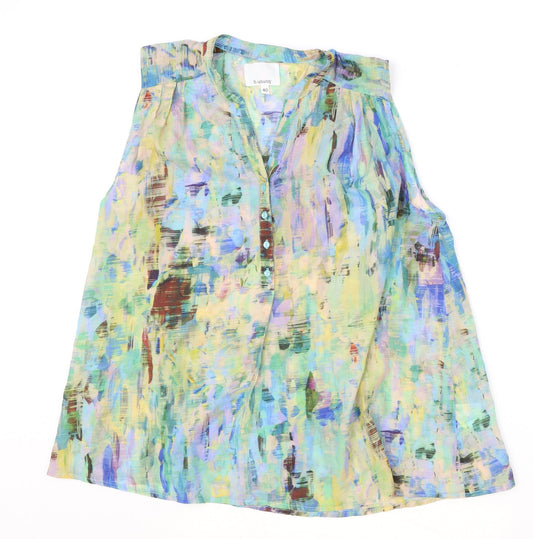 b.young Womens Multicoloured Geometric Polyester Basic Tank Size 12 V-Neck