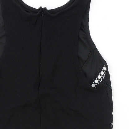 Womens UK Size 8 Topshop Black Basic Tank