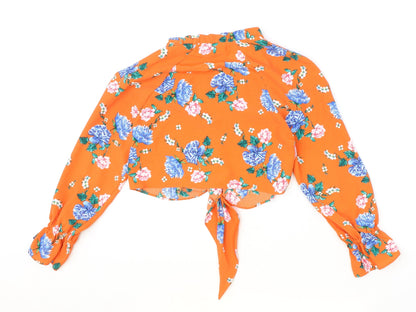 Womens UK Size 4 Topshop Orange Cropped Blouse