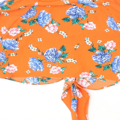 Womens UK Size 4 Topshop Orange Cropped Blouse