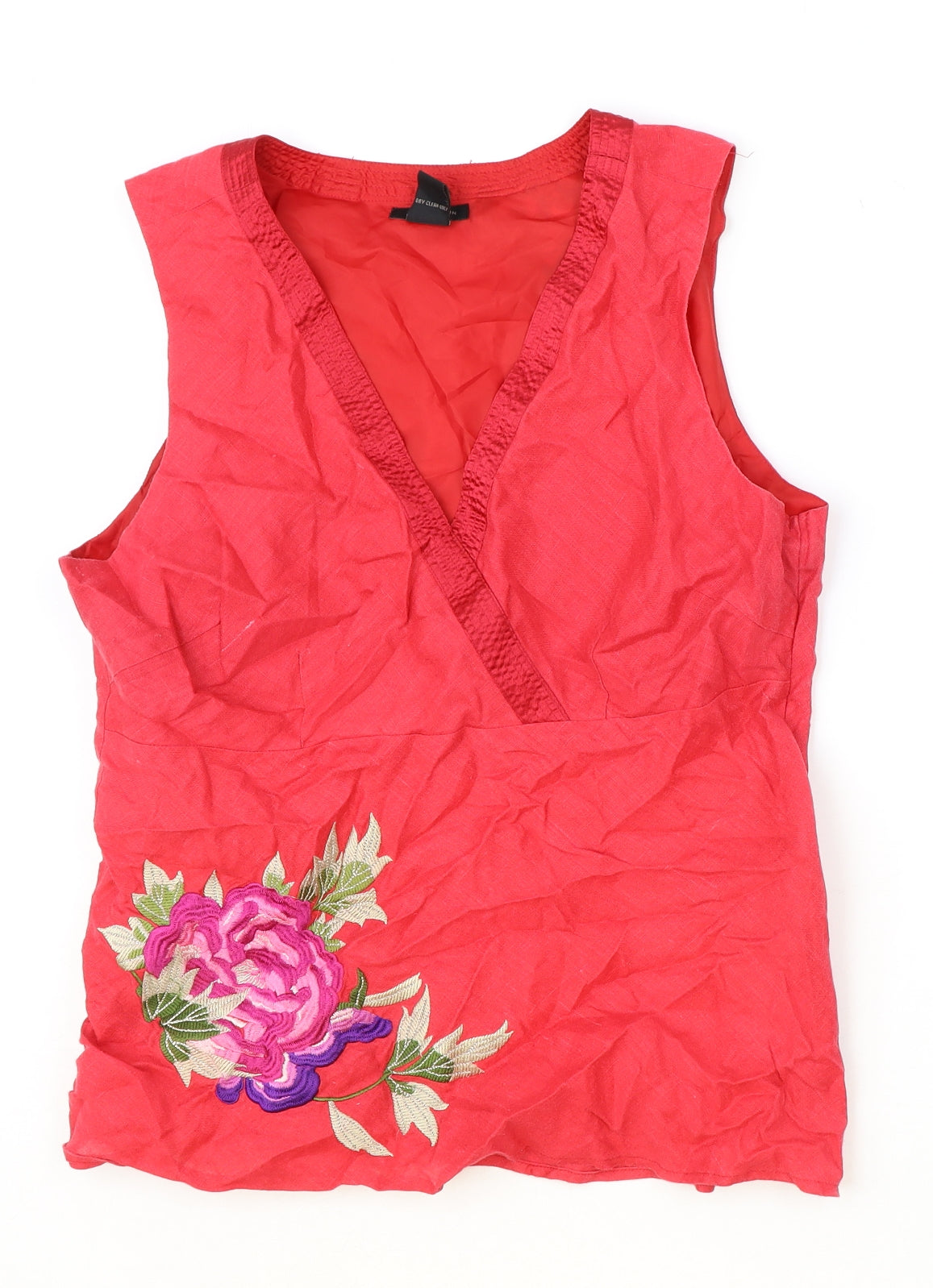 Womens UK Size L Anne Carson Red Basic Tank