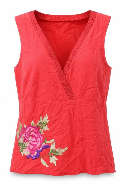 Womens UK Size L Anne Carson Red Basic Tank