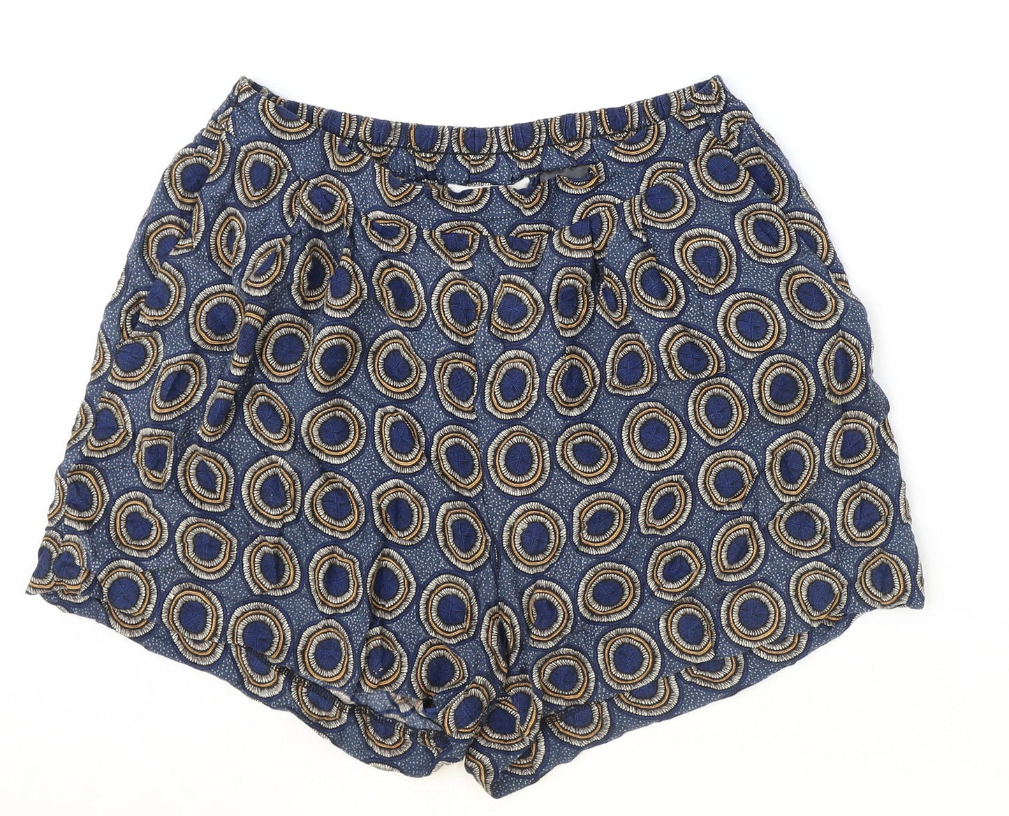 H&M Womens Blue Geometric Viscose Skimmer Shorts Size 10 Regular Pull On