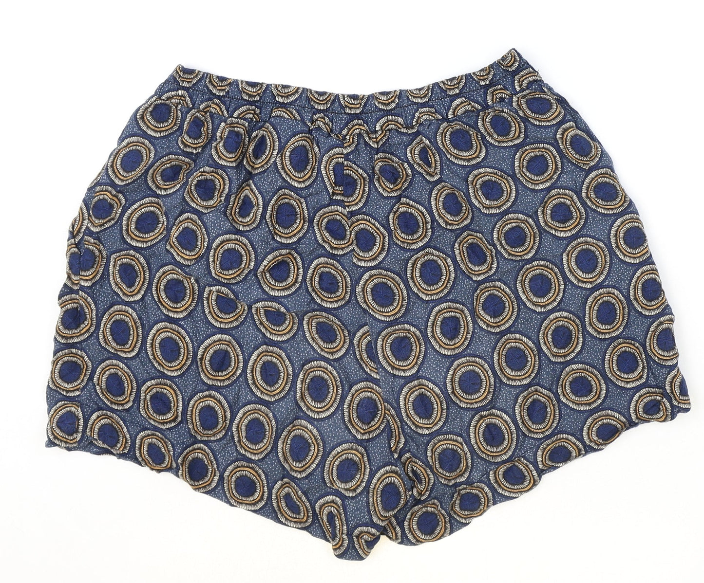 H&M Womens Blue Geometric Viscose Skimmer Shorts Size 10 Regular Pull On