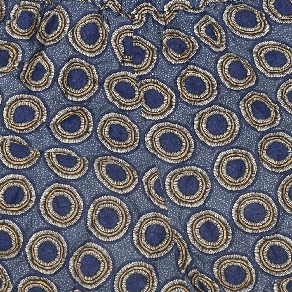 H&M Womens Blue Geometric Viscose Skimmer Shorts Size 10 Regular Pull On