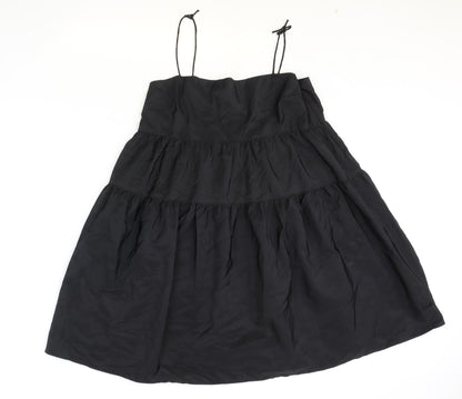 Divided Womens Black Polyester Trapeze & Swing Size 12 Square Neck Zip - Drop hem