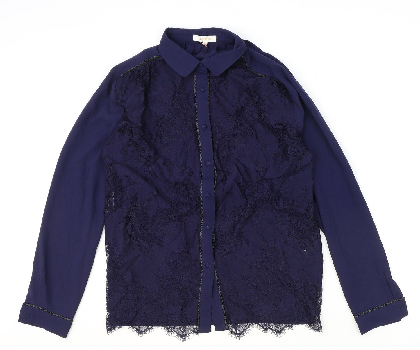 Womens UK Size M Grace & Mila Black Basic Button-Up