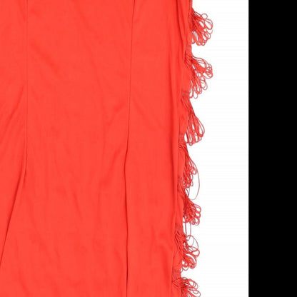 Preworn Womens Red Polyester A-Line Size L Round Neck Pullover