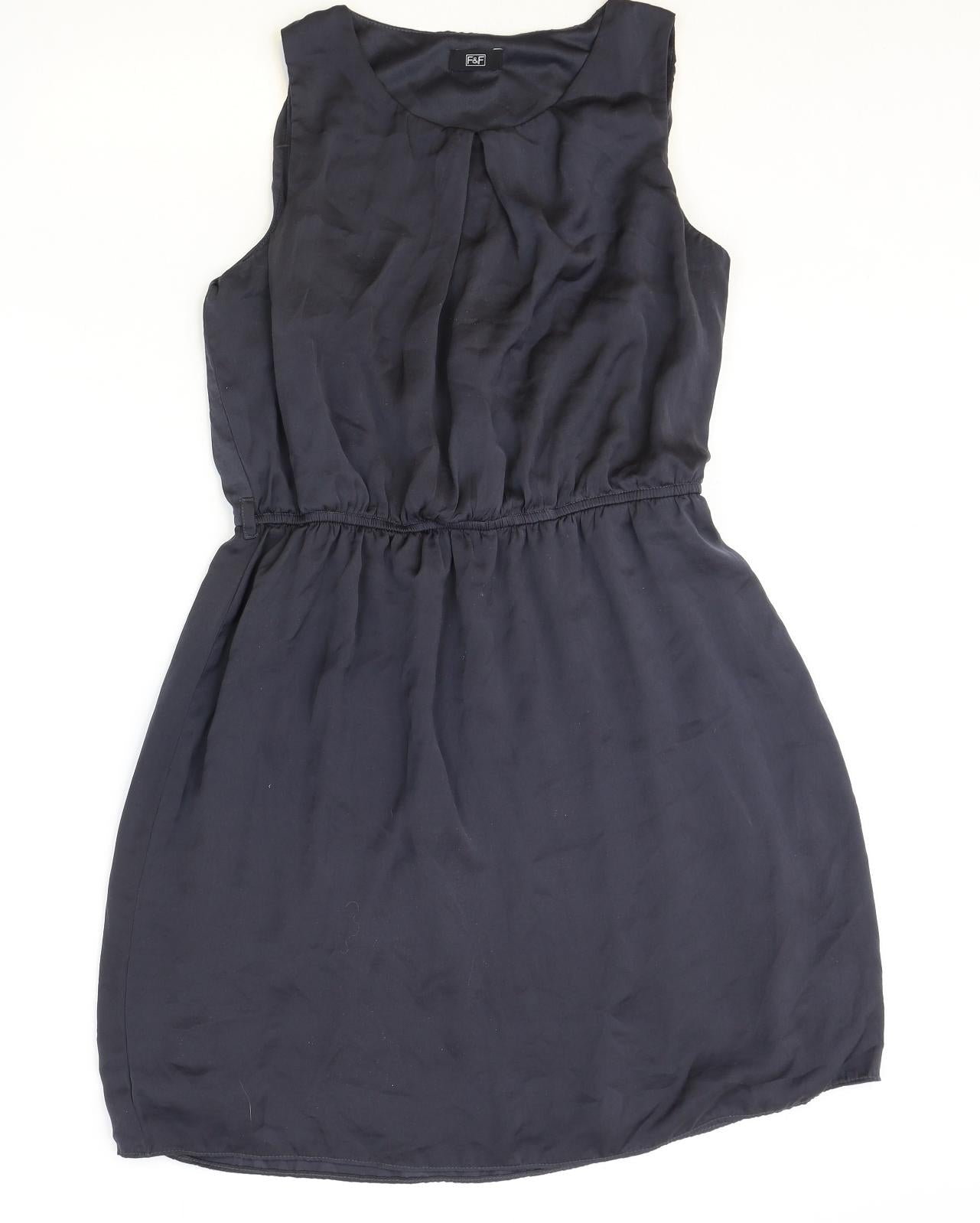 F&F Womens Green Polyester Skater Dress Size 12 Scoop Neck Pullover