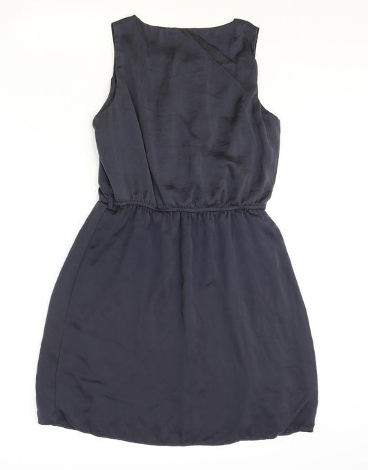 F&F Womens Green Polyester Skater Dress Size 12 Scoop Neck Pullover