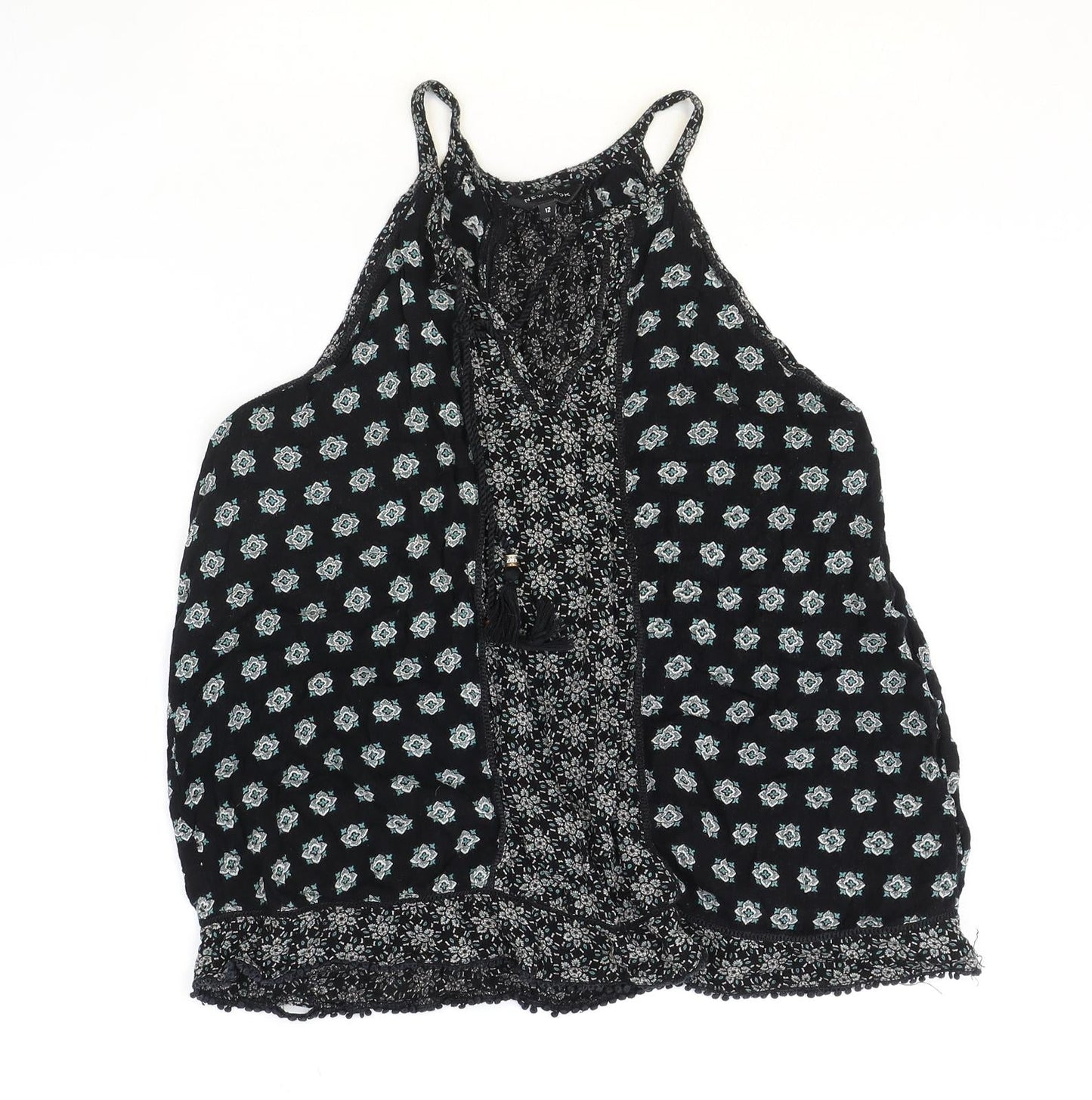 Womens UK Size 12 New Look Black Basic Blouse