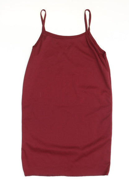 Boohoo Womens Red Polyester Slip Dress Size 4 Scoop Neck Pullover