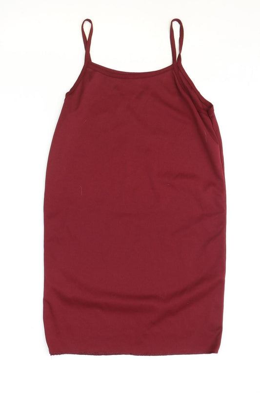 Boohoo Womens Red Polyester Slip Dress Size 4 Scoop Neck Pullover